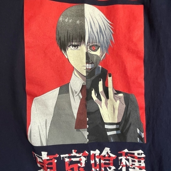 Tokyo Ghoul Mens Size Small Blue Kankei Split Face Short Sleeve Graphic T-Shirt - Picture 2 of 4